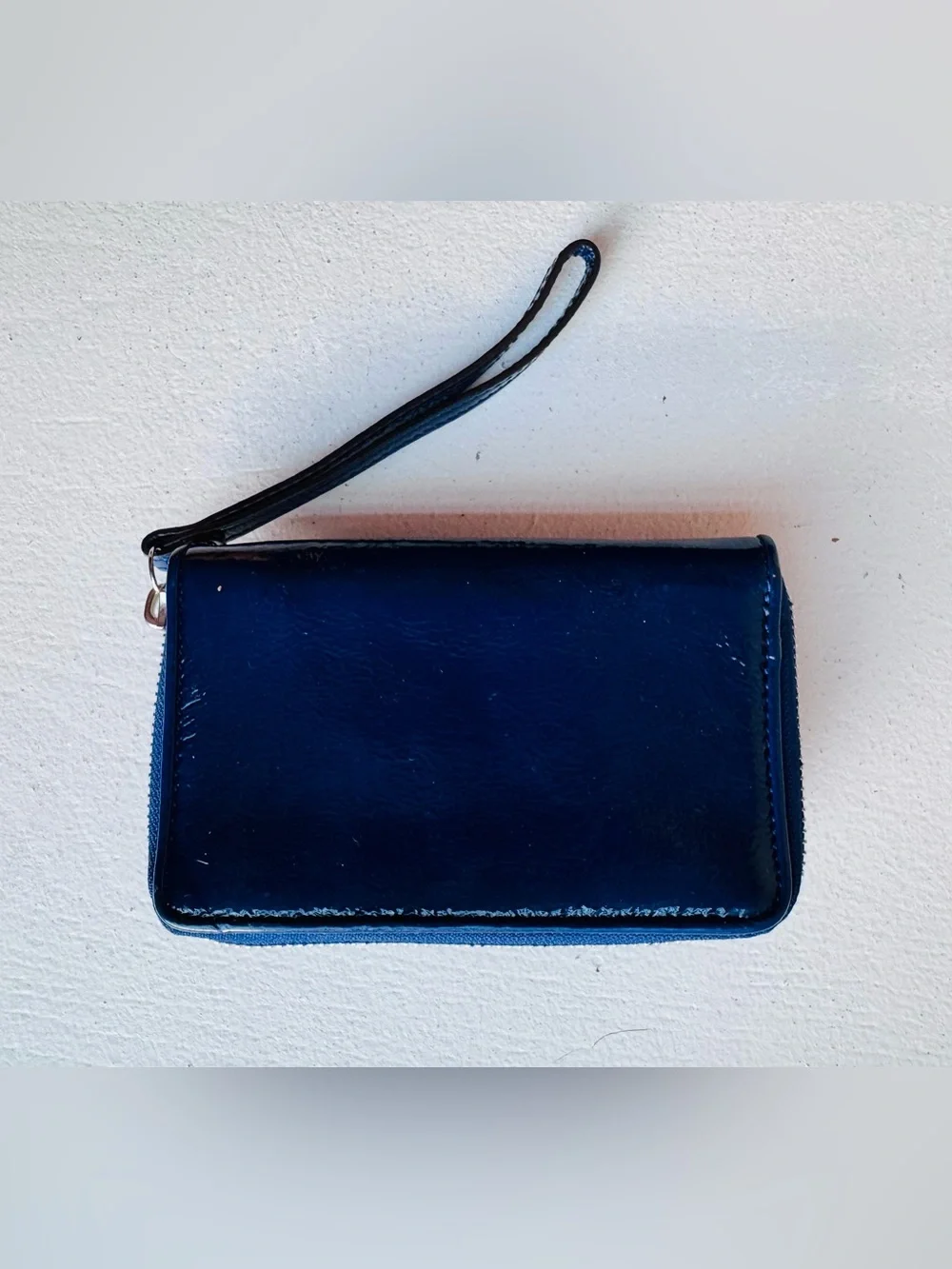 Coach Patent Leather Wristlet in Deep Blue